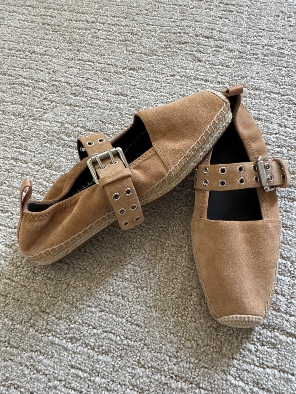 Rag & Bone Anteros Suede Mary Jane Espadrilles Tan Size 40 NWOB
